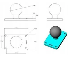 Ram Mounts RAM BASE 2" X 3" W/ 1" BALL