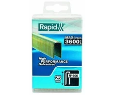 Kabės 606/25 3600vnt.6,0x1,1mm, juodos, plastikinė pak., Rapid
