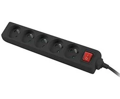 LANBERG PS1-05E-0150-BK 1.5M Juodas LANTERGE CURVE 5X 230V PL su grandinės pertraukikliu, pilnai varinis