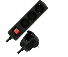 REV Multiple Socket Outlet 3+1-fold 2m + jungiklis juodas