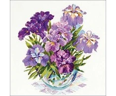 RIOLIS - Create It Yourself - Siuvinėjimo rinkinys „Irisai vazoje“ 1071 (45x45 cm)