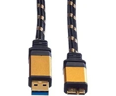 USB kabelis Roline USB-A - mikro B 0,8 m juodojo aukso (JAB 1944110)