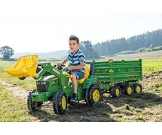 Milly Mally Pedalinis traktoriaus krautuvas Rolly Toys John Deere Farmtrac žalias
