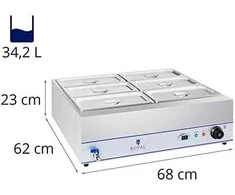 Bain marie vandens šildytuvas su čiaupu 6 x GN 1/3 2000W 230V Royal Catering