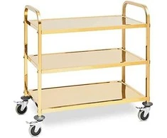 Royal Catering Maitinimo padavėjo serviravimo vežimėlis 3 lentynos 89,5 x 49,5 cm iki 240 kg - auksinis