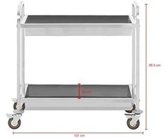 Royal Catering Plieninis padavėjo vežimėlis su 2 lentynomis ir giliomis lentynomis