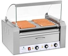 Skrudintuvas Ritininis ritininis grilis su dangteliu ir kaitinimo stalčiumi bandelėms 16 HotDog dešrelių 2200W 230V Royal Catering
