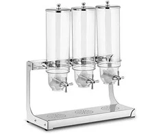 Royal Catering Saldainių ryžių dribsnių dozatorius, skaidrus, trigubas, 10,5 l