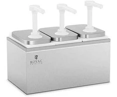 Royal Catering Trigubas dozatorius padažams su nerūdijančio plieno pompa, 3 x 2 l