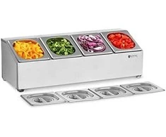 Royal Catering Vitrinos stovas maitinimo konteineriams 4 x GN1/6 + 4 x konteineriai