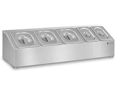 Royal Catering Ekspozytor stojak na pojemniki 3x GN1/6 2x GN1/9 + pokrywki Nerūdijantis plienas