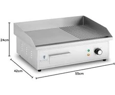 Royal Catering Elektrinė kepsninė, lygi, griovelio plokštė, 548 x 350 mm, 3000 W