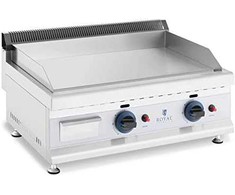 Royal Catering Dvigubas lygus reguliuojamas nerūdijančio plieno dujinis grilis gamtinėms dujoms 2x 3,1 kW 0,02 baro 60 x 40 cm