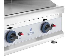 Royal Catering Dvigubas lygus reguliuojamas nerūdijančio plieno dujinis grilis gamtinėms dujoms 2x 3,1 kW 0,02 baro 60 x 40 cm