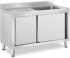 Royal Catering Vieno dubenėlio kriauklė su stumdomų durų spintele, dešinė, 120 x 60 x 95 cm