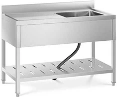 Royal Catering Vienbubenė maitinimo kriauklė su lentyna ir dešiniuoju kraštu, 120 x 60 x 94,5 cm