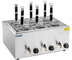 Royal Catering Makaronų gaminimo aparatas - viryklė makaronams ir virtinukams virti, 3 kamerų su čiaupais