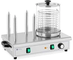 Royal Catering Dešrainių šildytuvas, 4 bandelių iešmeliai, talpa 30 dešrelių, 650 W