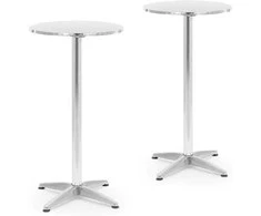 Royal Catering Stalas, apvalus, aukštas, sulankstomas baro stalas, sk. 60 cm 115 cm sidabro - 2 vnt.