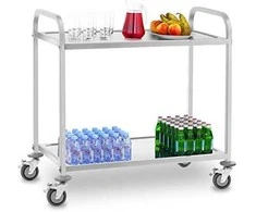 Royal Catering 2 lentynų maitinimo padavėjo vežimėlis iki 160 kg, nerūdijantis plienas