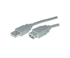 S-Conn helos USB 2.0 Verl. 3,0 m Buchse Typ A auf Stecker Typ A, 3 m, grau, lose