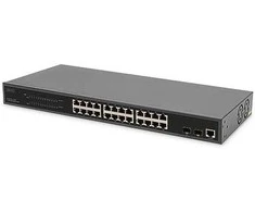 Šakotuvas „Digitus“ jungiklis „Digitus“ 24 prievadų valdomas Gigabit Ethernet PoE L2 jungiklis