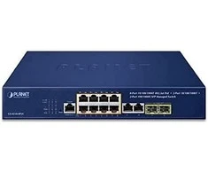 Šakotuvas Switch Planet PLANET IPv4/IPv6, 8 prievadų valdomas valdomas L2/L4 Gigabit Ethernet (10/100/1000) PoE palaikymas 1U Mėlyna