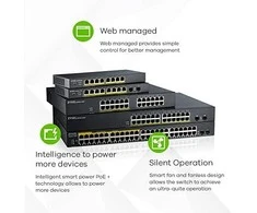 Šakotuvas ZYXEL GS1900-10HP V2, 8-PORT GBE L2 POE SMART SWITCH + 2 SFP SLOTS, 802.3AT, DESKTOP, FANLESS, 70 WATT (5Y WARRANTY)