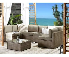 Lauko baldų komplektas Beliani Sodo rinkinys Belvedere rattan 6-man ruda