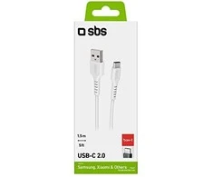 SBS TECABLEMICROC15W USB-A – USB-C kabelis 1.5m – baltos spalvos