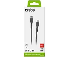 SBS TECABLETCC3M USB-C – USB-C 3m kabelis – juodos spalvos