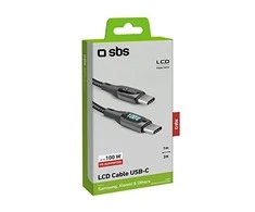 SBS USB-C zu USB-C Kabelis 100W m. Ekranas 1m juodas