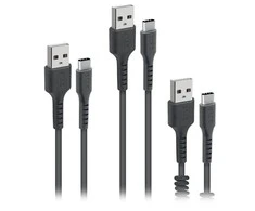 Rinkinys 3 kabli USB - USB-C SBS juoda