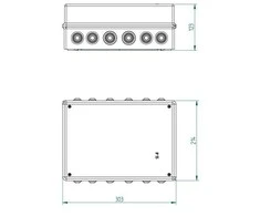 ATSIŠAKOJIMO DĖŽUTĖ SU RIEBOKŠLIAIS LUX-303X214/EPN IP55 Elektro-Plast