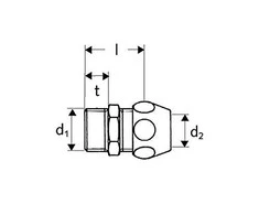 Jungtis Schell, tiesi 1/2'' x 3/8'', d 10mm, išorinis sriegis
