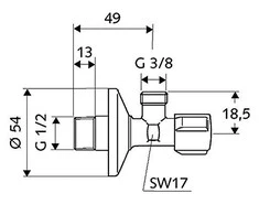 Kampinis ventilis Schell, 1/2'' x 3/8''