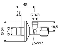 Kampinis ventilis Schell, 1/2'' x 3/4''