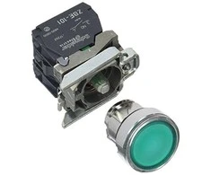 „Schneider Electric“ valdymo mygtukas 22 mm žalias spyruoklinis grąžinimas su apšvietimu 1Z 1R (XB4BW33B5)