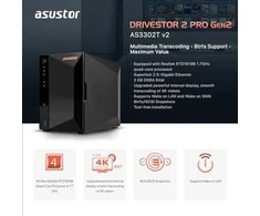 Serveris Asustor DRIVESTOR 2 Pro Gen2 AS3302T v2 NAS Realtek RTD1619B 2 GB DDR4 ADM Juodas