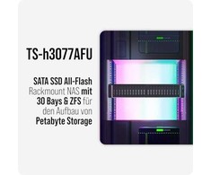 Serveris Qnap TS-h3077AFU-R5-32G, 2U, 30 x 2,5" SATA, AMD Ryzen Pro 7645 6/12, 32 GB UDIMM DDR5 ne ECC (maks. 128 GB), 2 x 2,5 GbSU + 2 b5WE, 10