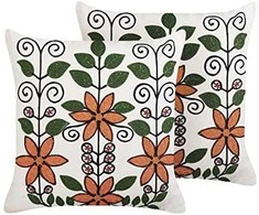Beliani Lumarko 2 medvilninės dekoratyvinės pagalvės su augaliniu motyvu 50 X 50 cm įvairiaspalvis Vellore!