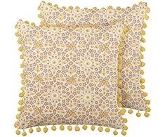 Beliani Lumarko 2 medvilninės dekoratyvinės pagalvės su gėlių raštu 45 x 45 cm geltonos LYCROIS!