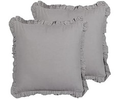 Beliani Lumarko 2 lininės dekoratyvinės pagalvės 45 x 45 cm pilkos spalvos GLABRA!