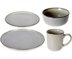 Excellent Houseware Rinkinys pietų servizas, dubuo, lėkštė, lėkštė, puodelis, 16 dalių