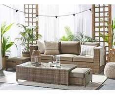 Lauko baldų komplektas Beliani Rattan Garden 3 asmenų rudos spalvos BELLUNO