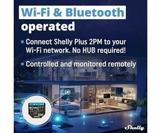 Shelly Plus 2PM 2x - 2 kanalų relė žaliuzių ir variklio valdymas su energijos matavimu Wifi Bluetooth