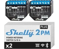 Shelly Plus 2PM 2x - 2 kanalų relė žaliuzių ir variklio valdymas su energijos matavimu Wifi Bluetooth