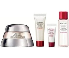 „Bio-Performance“ rinkinys „Shiseido“: „Bio-Performance Advanced Super Revitalizing Hyaluronic Acid Anti-Ageing Day &amp; Night“ kremas veidui, 50 ml + „Ultimune Antioxidants Hydrating &amp; Repair“ dieninis ir naktinis serumas veidui ir kaklui, 5 ml + „Benefiance Cleansing Cleansing“ valiklis