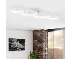 Sieninis šviestuvas „Uniprodo“ modernus LED lubinis šviestuvas su pultu – 4 balti apskritimai