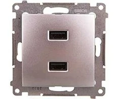 Kontakt Simon Įkroviklis 2XUSB 2.1A, 5V Sidabrinis SIMON5